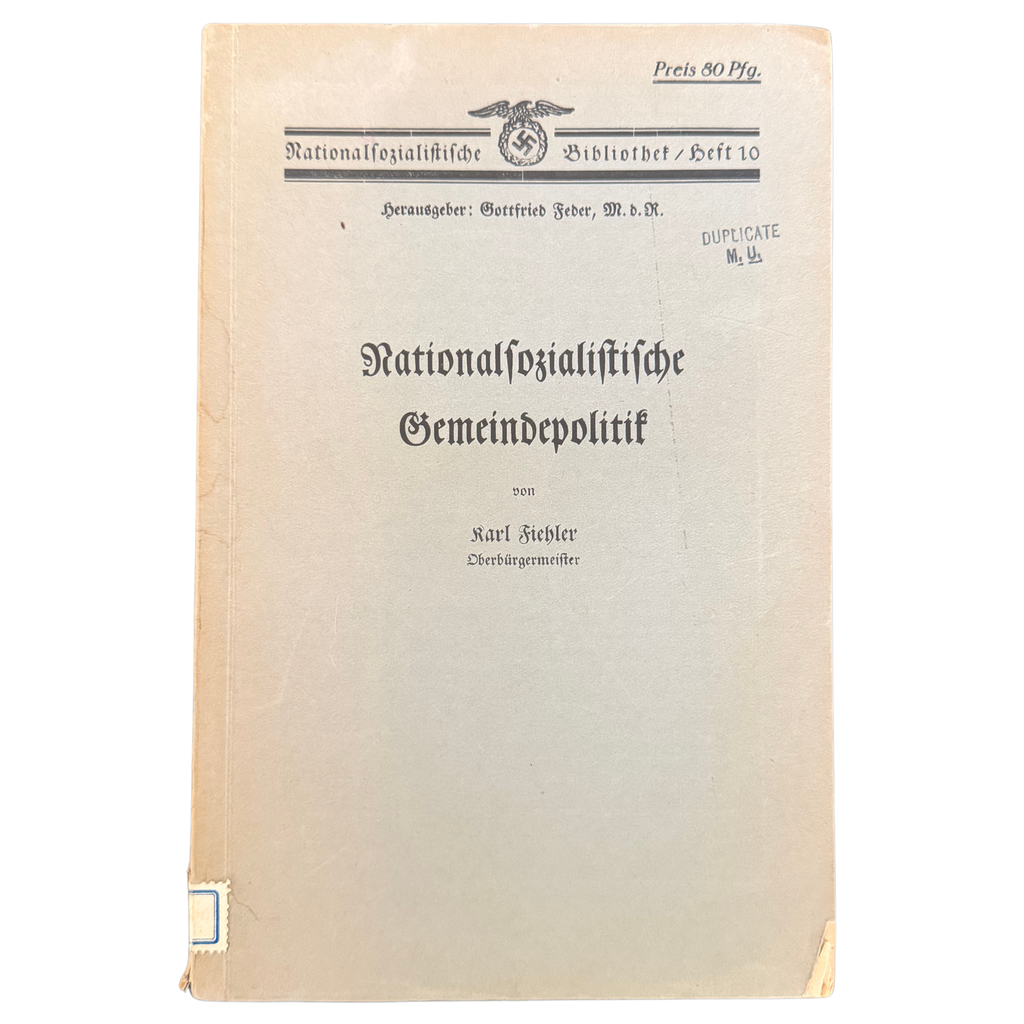 Original 1933 National Socialist Municipal Policy Booklet – Karl Fiehler