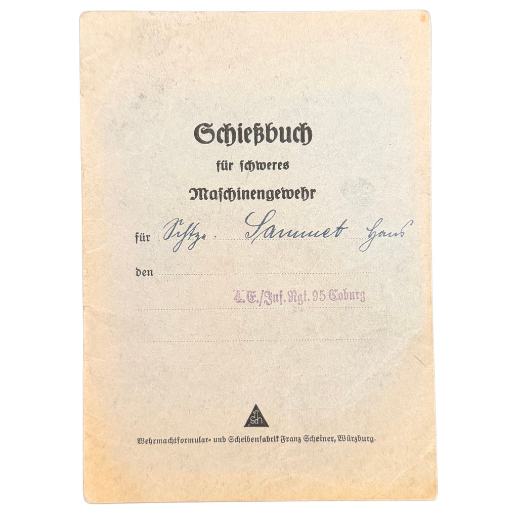 Original 1940 German Heavy Machine Gun Shooting Record — WWII Wehrmacht