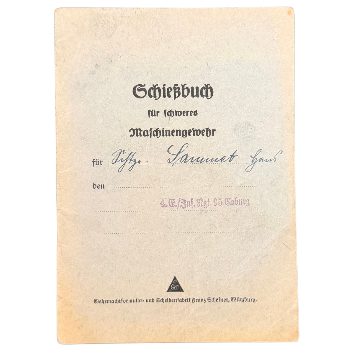 Original 1940 German Heavy Machine Gun Shooting Record — WWII Wehrmacht