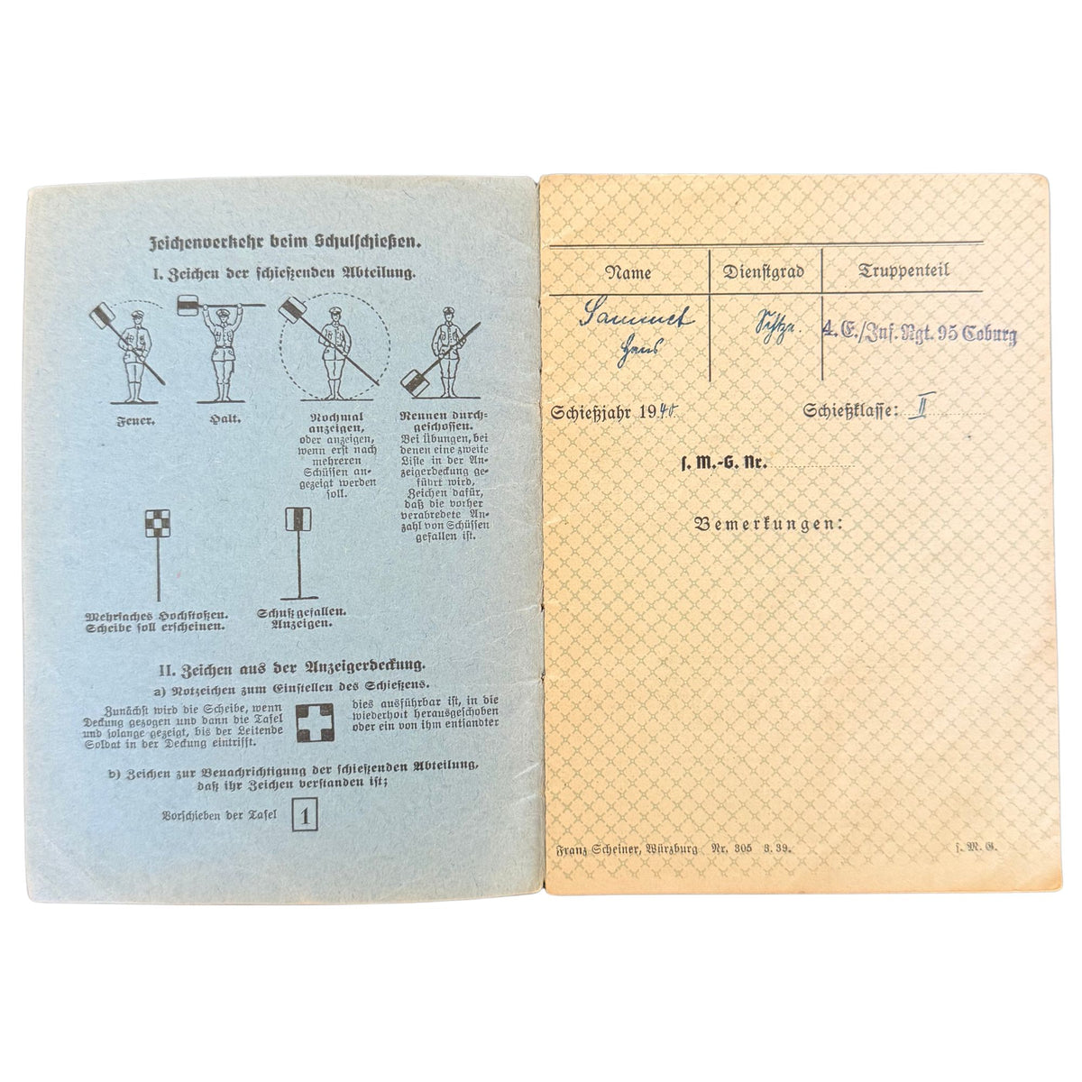 Original 1940 German Heavy Machine Gun Shooting Record — WWII Wehrmacht