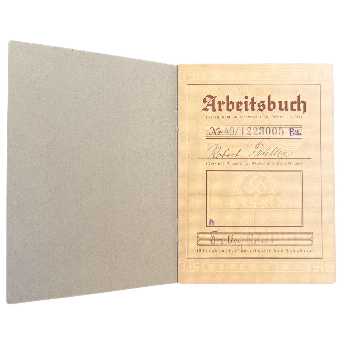 Original Arbeitsbuch of Nazi Germany — Third Reich Employment Record