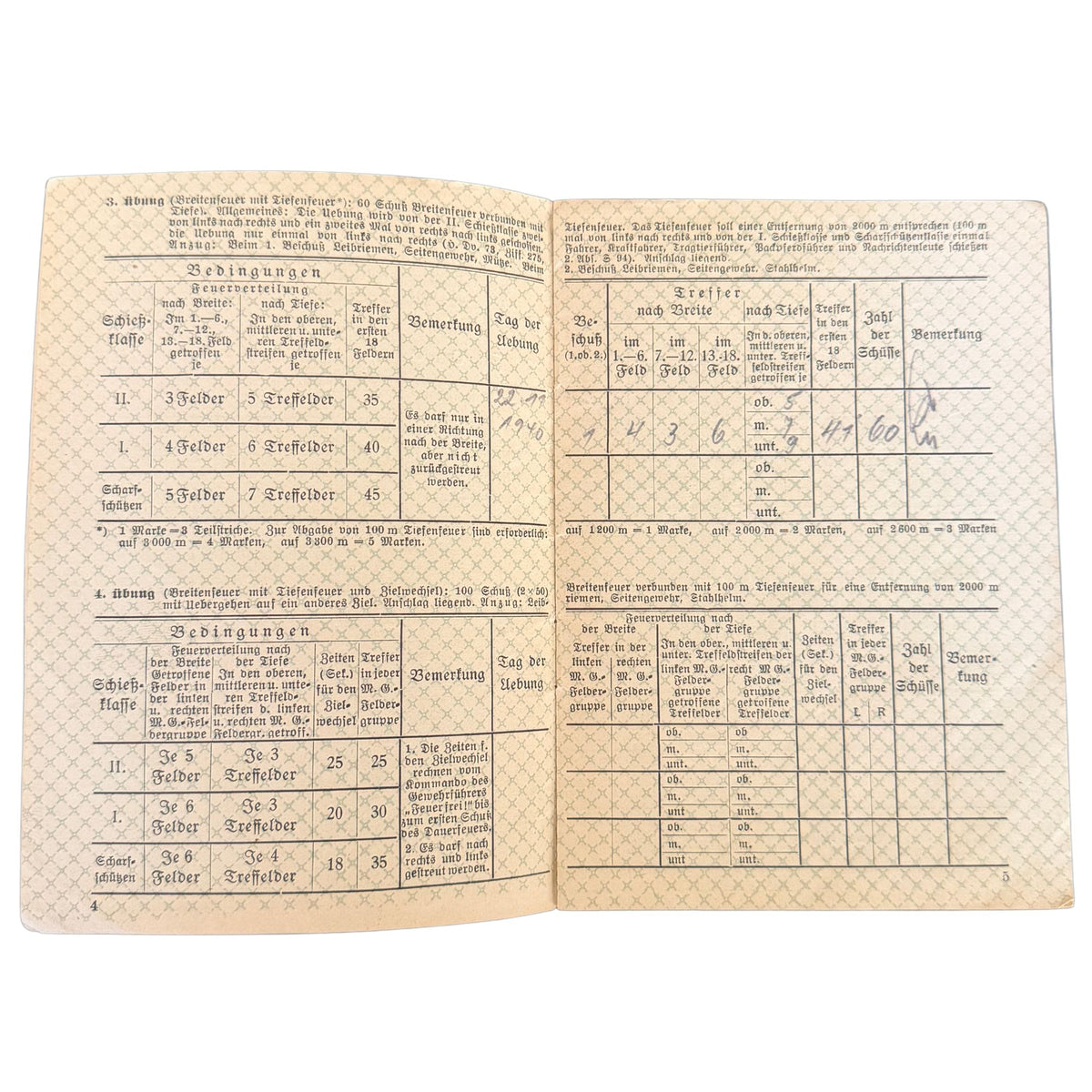 Original 1940 German Heavy Machine Gun Shooting Record — WWII Wehrmacht