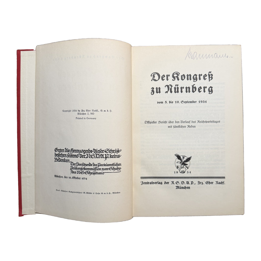 Der Kongreß zu Nürnberg vom 5. bis 10. September 1934 ("The Congress at Nuremberg, 5–10 September 1934") — Zentralverlag der NSDAP, Franz Eher Nachf., München, 1934