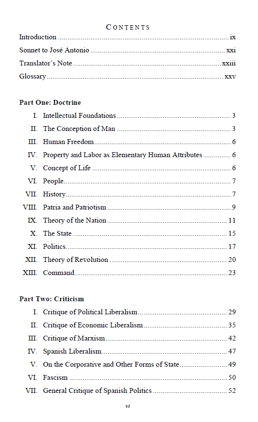 José Antonio Primo de Rivera, Anthology of Speeches and Quotes