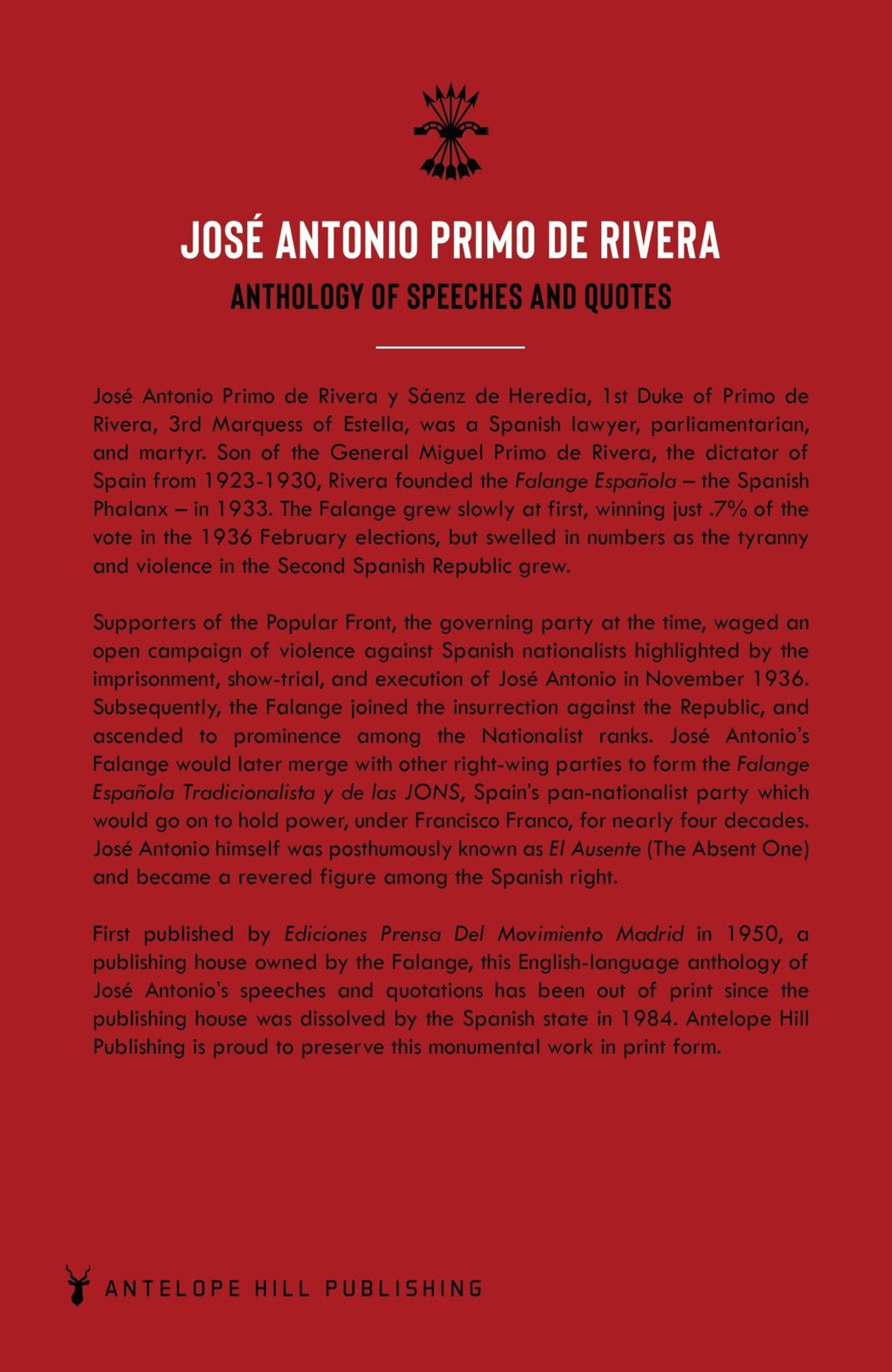 José Antonio Primo de Rivera, Anthology of Speeches and Quotes for sale