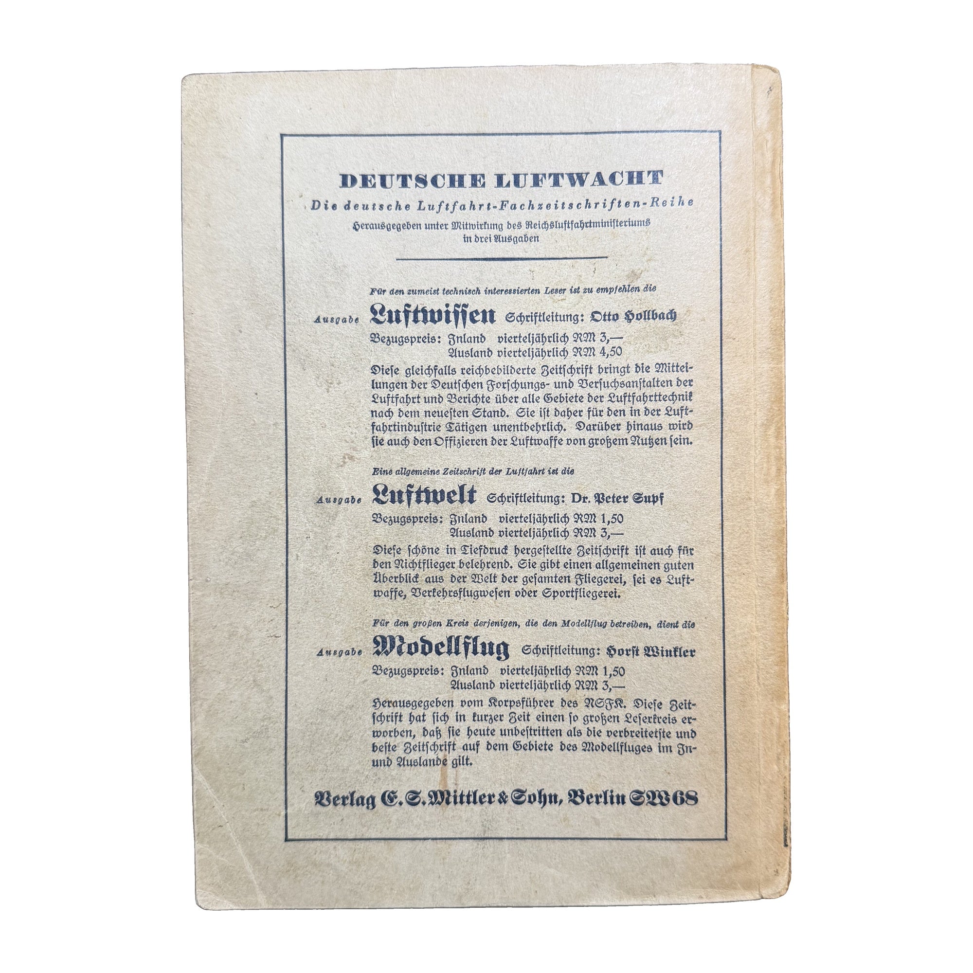 Der Dienstunterricht in der Luftwaffe ("Service Instruction in the Luftwaffe") — Generalmajor Ehrenfried Tschoeltsch (E. S. Mittler & Sohn, Berlin, 1941)
